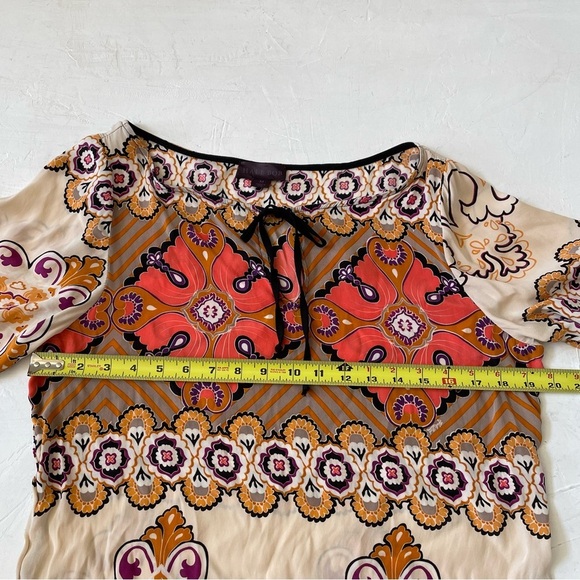 Hale Bob Payton Bohemian Print Dress with Orange and Cream Paisley Accents Sz M - Picture 4 of 6